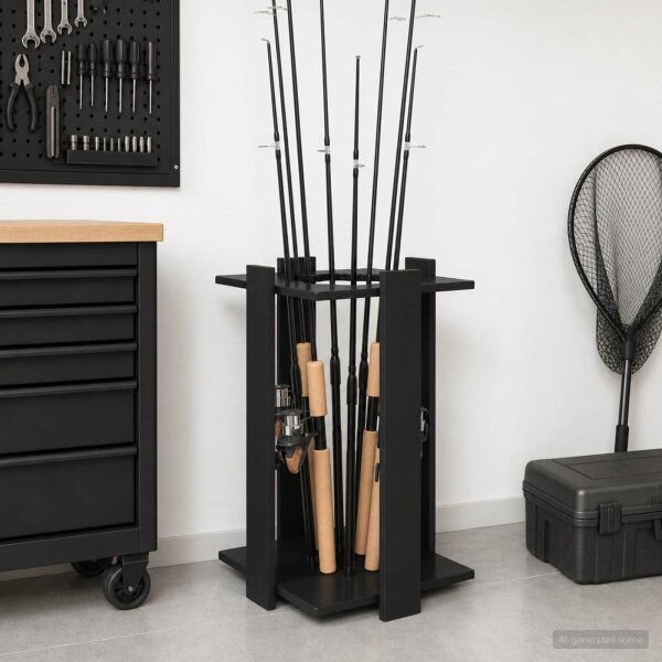 vidaXL Billardqueue-Ständer Holzwerkstoff 42 x 43 x 60 cm Schwarz Schwarz 3429726