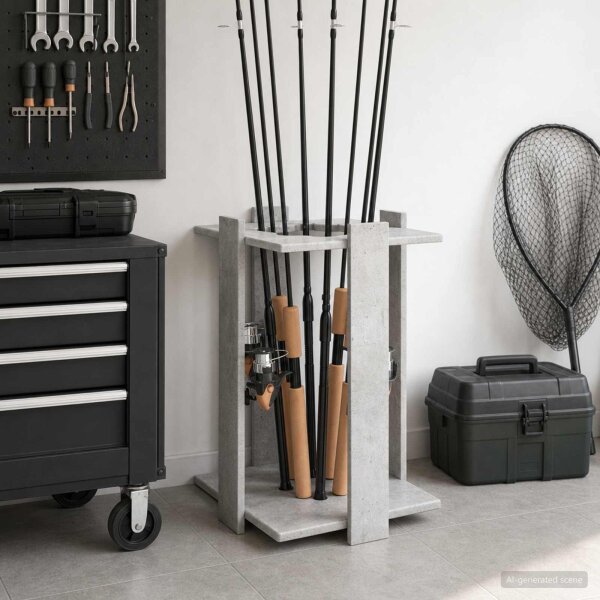 vidaXL Billardqueue-Ständer Holzwerkstoff 42 x 43 x 60 cm Betongrau Grau 3429728