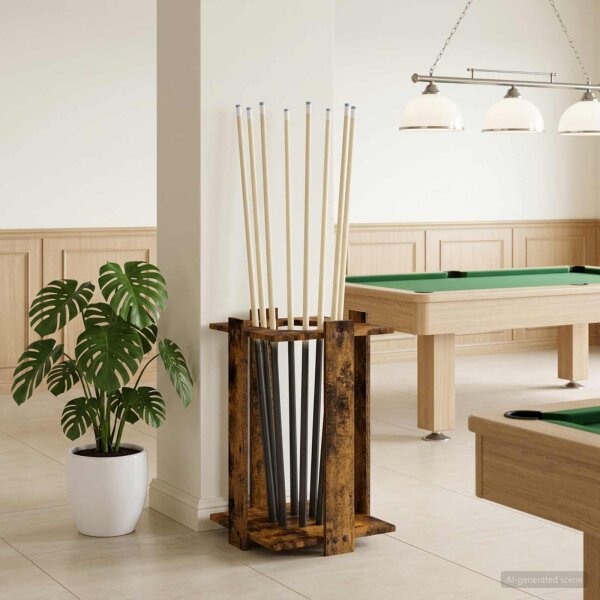 vidaXL Billardqueue-Ständer Holzwerkstoff 42 x 43 x 60 cm Raucheiche Braun 8006787