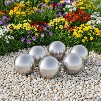 vidaXL Gebürsteter Ball 6 Stk. Ø 7,5 cm Silber Edelstahl 201 Silber 42008413
