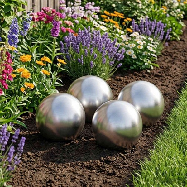 vidaXL Gebürsteter Ball 4 Stk. Ø 10 cm Silber Edelstahl 201 Silber 42008414