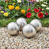 vidaXL Gebürsteter Ball 4 Stk. Ø 10 cm Silber Edelstahl 201 Silber 42008414
