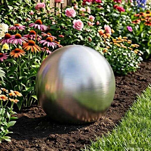 vidaXL Gebürsteter Ball Ø 37,5 cm Silber Edelstahl 201 Silber 42008418