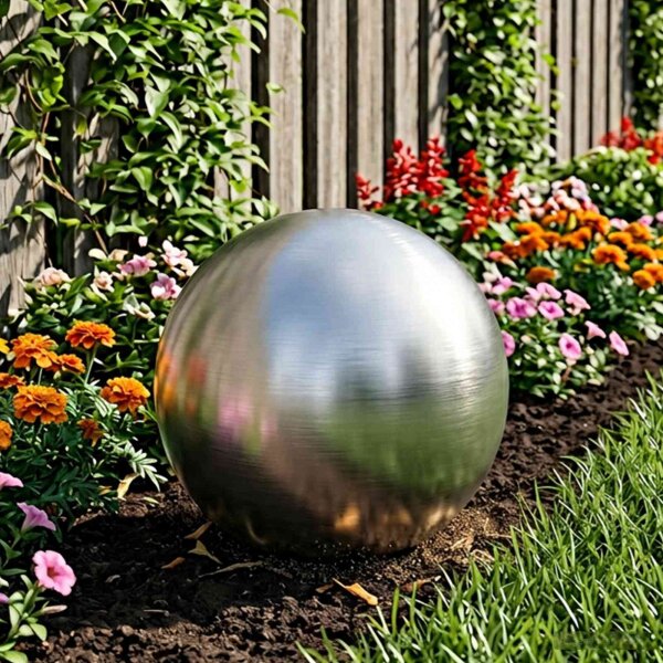 vidaXL Gebürsteter Ball Ø 47 cm Silber Edelstahl 201 Silber 42008419