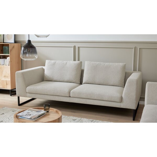 Roomio® No. 4101- Dreisitzer sandfarbener Bezug Simply Clean & schwarze Kufenfüße 380 MK - Länge ca. 230 cm
