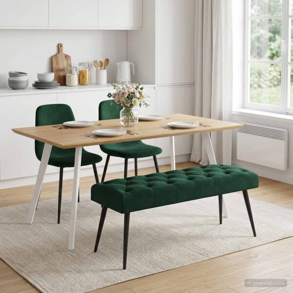 vidaXL Bank mit Knopfheftung Dunkelgrün 110 x 40 x 46 cm Samt Grün 42038573
