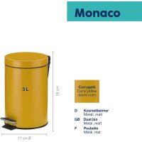 kela Kosmetikeimer Monaco currygelb 17cm 3l 24285