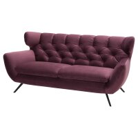 SOFAkultur Programm SK 254 Sixty 2.0 - 2,5-Sitzer purplefarbener Bezug Velvet & mattschwarze Füße – Länge ca. 200 cm