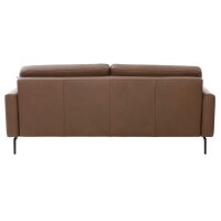 Interliving Sofa Serie 4066 – Dreisitzer walnussfarbenes Leder Cloudy noce & schwarze Metallfüße – Länge ca. 208 cm