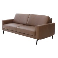 Interliving Sofa Serie 4066 – Dreisitzer walnussfarbenes Leder Cloudy noce & schwarze Metallfüße – Länge ca. 208 cm