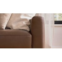 Interliving Sofa Serie 4066 – Dreisitzer walnussfarbenes Leder Cloudy noce & schwarze Metallfüße – Länge ca. 208 cm