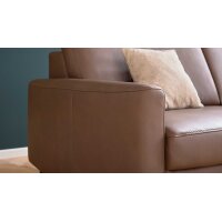 Interliving Sofa Serie 4066 – Dreisitzer walnussfarbenes Leder Cloudy noce & schwarze Metallfüße – Länge ca. 208 cm