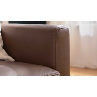 Interliving Sofa Serie 4066 – Dreisitzer walnussfarbenes Leder Cloudy noce & schwarze Metallfüße – Länge ca. 208 cm