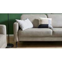Interliving Sofa Serie 4065 – Zweisitzer kieselfarbenes Leder Cloudy gravel & schwarze Metallfüße – Länge ca. 180 cm