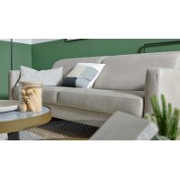 Interliving Sofa Serie 4065 – Zweisitzer kieselfarbenes Leder Cloudy gravel & schwarze Metallfüße – Länge ca. 180 cm