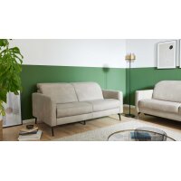 Interliving Sofa Serie 4065 – Zweisitzer kieselfarbenes Leder Cloudy gravel & schwarze Metallfüße – Länge ca. 180 cm