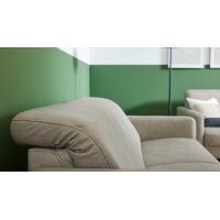 Interliving Sofa Serie 4065 – Zweisitzer kieselfarbenes Leder Cloudy gravel & schwarze Metallfüße – Länge ca. 180 cm