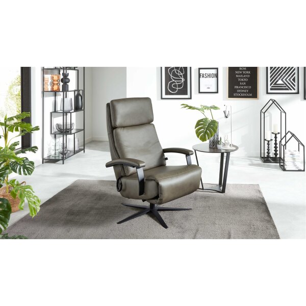 Interliving Sessel Serie 4541– Relaxsessel motorisch - steingraues LongLife-Leder Vivre & Sternfuß V4S