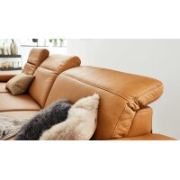 Interliving Sofa Serie 4054 – Ecksofa kurkumafarbenes LongLife-Leder Vivre & schwarze Metallfüße – Stellfläche ca. 347 x 176 cm