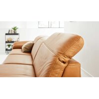 Interliving Sofa Serie 4054 – Ecksofa kurkumafarbenes LongLife-Leder Vivre & schwarze Metallfüße – Stellfläche ca. 347 x 176 cm