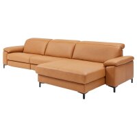 Interliving Sofa Serie 4054 – Ecksofa kurkumafarbenes LongLife-Leder Vivre & schwarze Metallfüße – Stellfläche ca. 347 x 176 cm