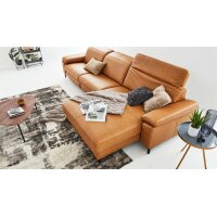 Interliving Sofa Serie 4054 – Ecksofa kurkumafarbenes LongLife-Leder Vivre & schwarze Metallfüße – Stellfläche ca. 347 x 176 cm