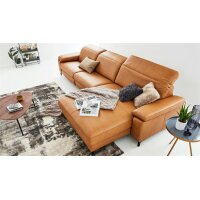 Interliving Sofa Serie 4054 – Ecksofa kurkumafarbenes LongLife-Leder Vivre & schwarze Metallfüße – Stellfläche ca. 347 x 176 cm