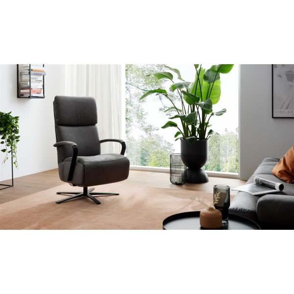Interliving Sessel Serie 4565 grauer Bezug Clint & schwarzer Sternfuß
