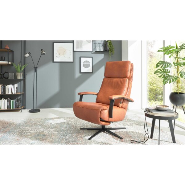 Interliving Sofa Serie 4541 – Relaxsessel manuell - cognacfarbenes LongLife-Leder Cloudy & Sternfuß V4S