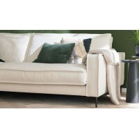 Roomio® No. 4102 - Ecksofa weißer Stoffbezug Loop & Metallfüße 908 MF - Stellfläche ca. 190 x 272 cm