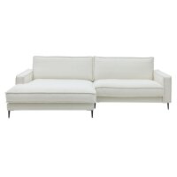Roomio® No. 4102 - Ecksofa weißer Stoffbezug Loop & Metallfüße 908 MF - Stellfläche ca. 190 x 272 cm